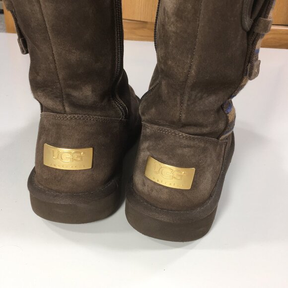 UGG Retro Cargo Winter Snow Boots Womens Size 8 Brown Sheepskin Side Zip 1895 - Picture 5 of 10